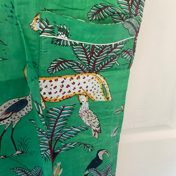NWOT Handmade Handblock Cotton Print Robe Safari Print in Green various sizes - Picture 4 of 5